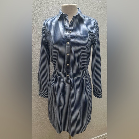 Banana Republic Dresses & Skirts - Banana Republic Navy Striped Long Sleeve Shirt Dress